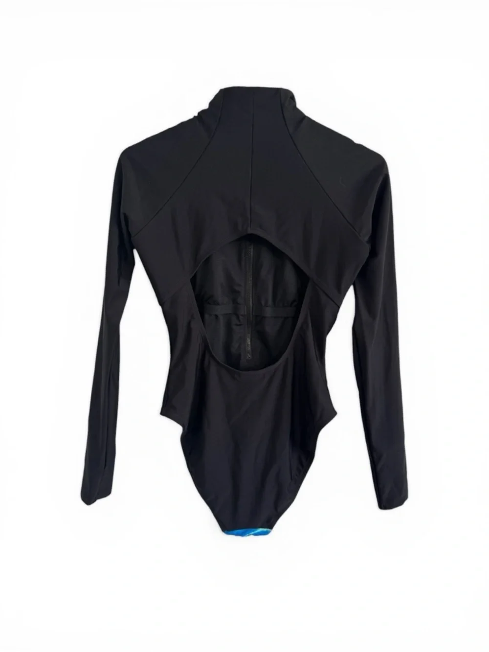 NWT SPEEDO RAPTURE GLOW Printed Long Sleeve Zip Swimsuit Blue SZ S - Picture 3 of 6